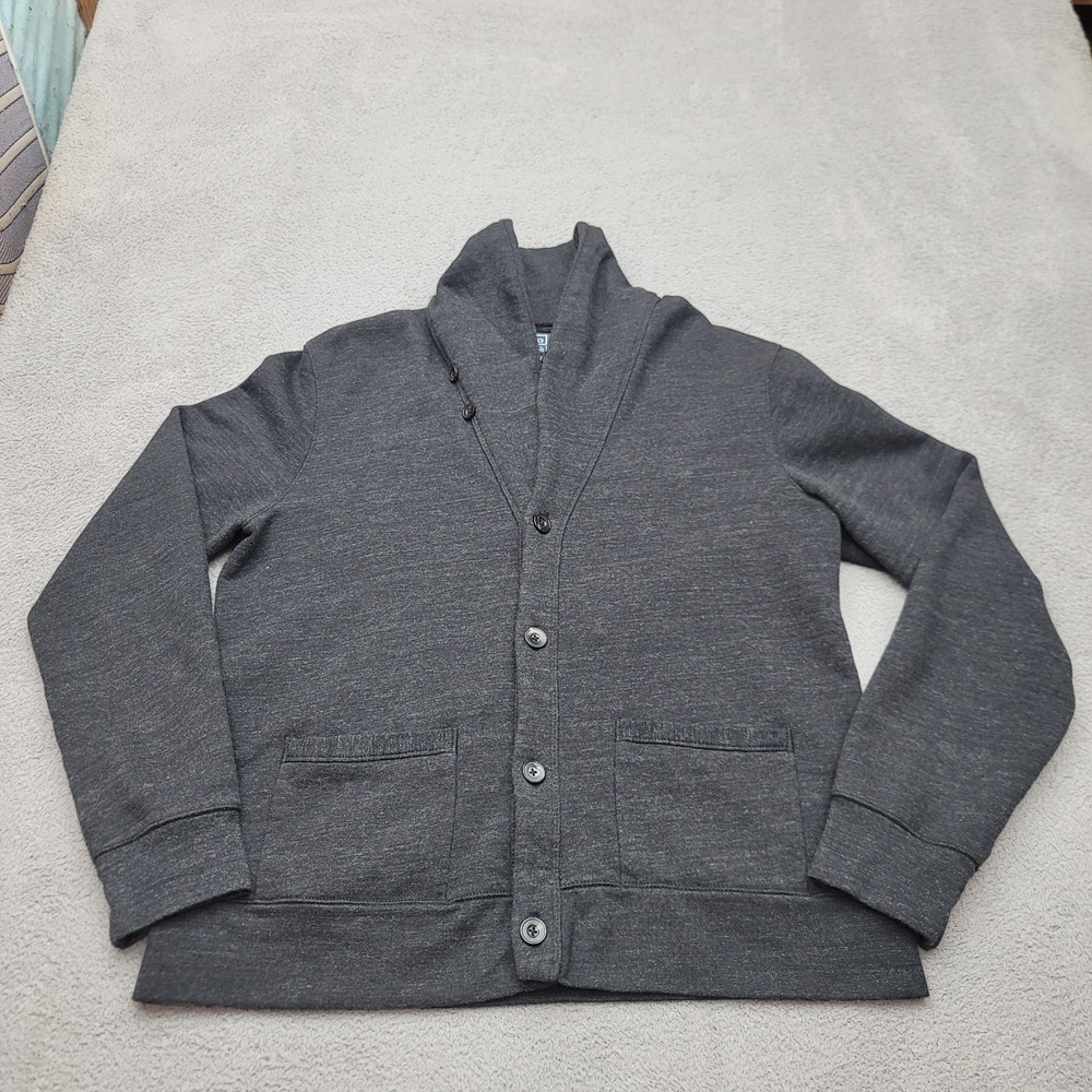 Polo Ralph Lauren Cardigan Sweater Mens Size L Gray Shawl Collar Pocket Cotton